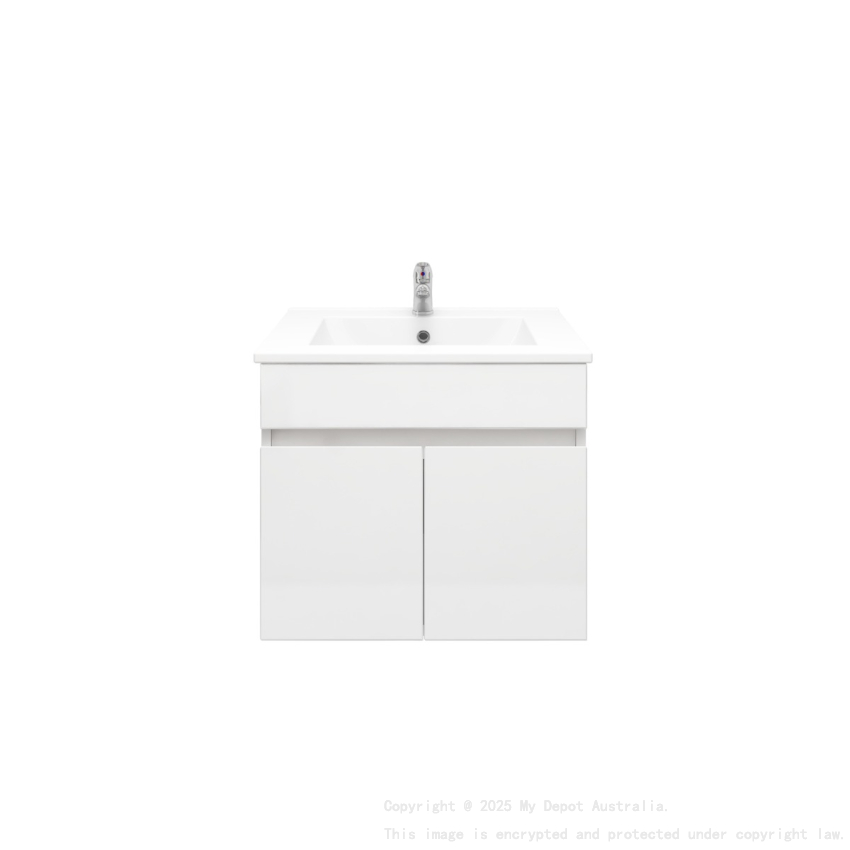 600MM Narrow Gloss White MDF Bathroom Vanity 2 Doors Wall Hung Cabinet Only 