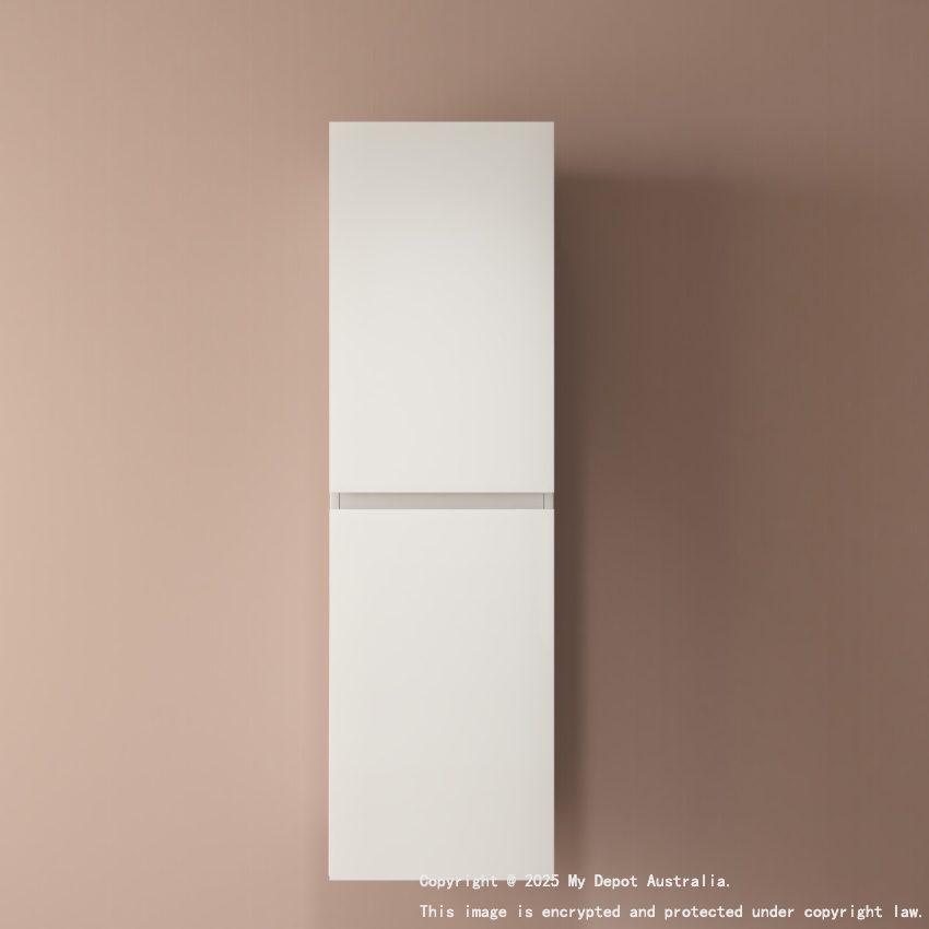 1350MM Gloss White MDF Tall Boy Bathroom Cabinet 2 Doors