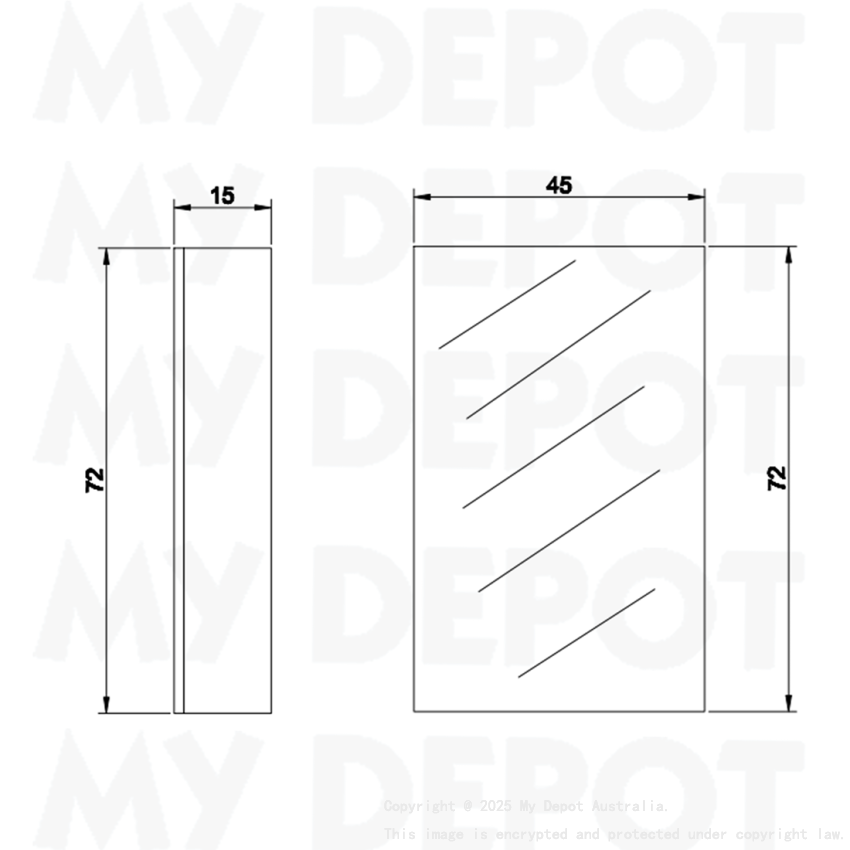 450MM Pencil Edge Gloss White MDF Shaving Cabinet Single Door