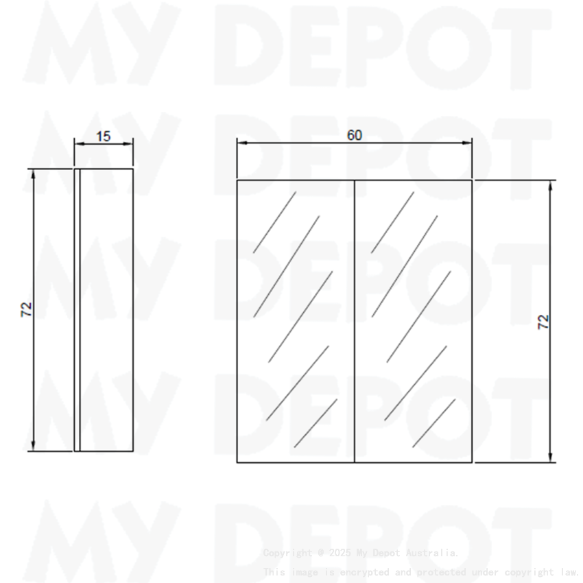 600MM Pencil Edge Gloss White MDF Shaving Cabinet 2 Doors Mirror Cabinet