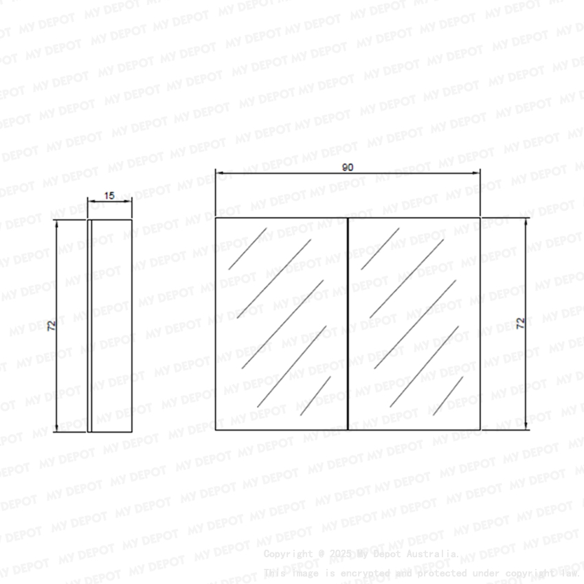 900MM Pencil Edge Gloss White MDF Shaving Cabinet 2 Doors