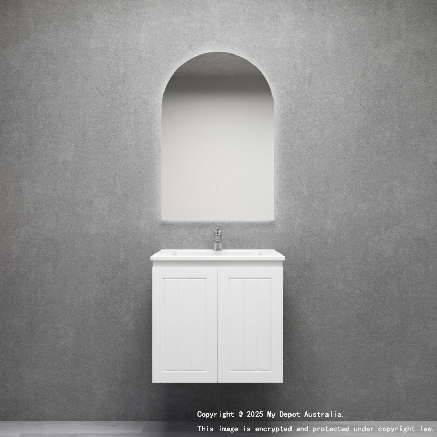 600MM Amber Matte White 2PAC MDF 2/DR Wall Hung Cabinet Only