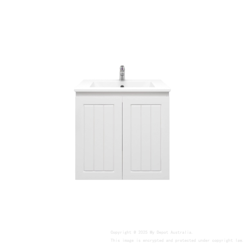 600MM Amber Matte White 2PAC MDF 2/DR Wall Hung Cabinet Only