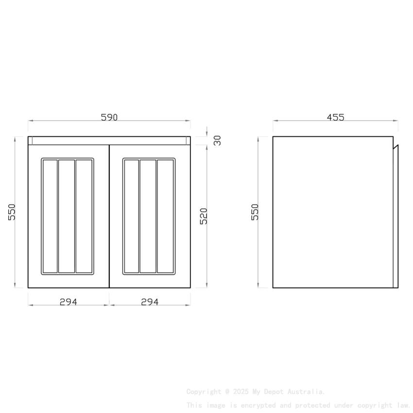 600MM Amber Matte White 2PAC MDF 2/DR Wall Hung Cabinet Only