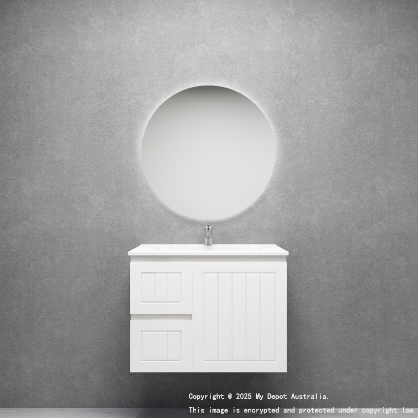 750MM Amber Matte White 2PAC MDF 2L/DW 1R/DR Wall Hung Cabinet Only