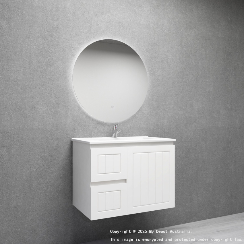 750MM Amber Matte White 2PAC MDF 2L/DW 1R/DR Wall Hung Cabinet Only