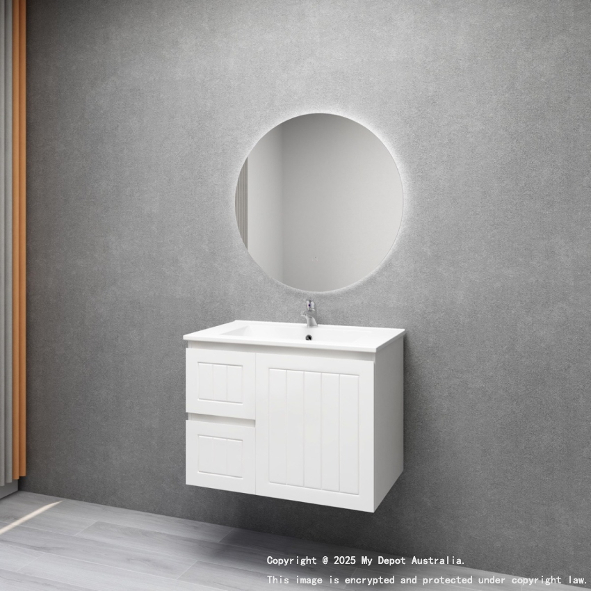 750MM Amber Matte White 2PAC MDF 2L/DW 1R/DR Wall Hung Cabinet Only