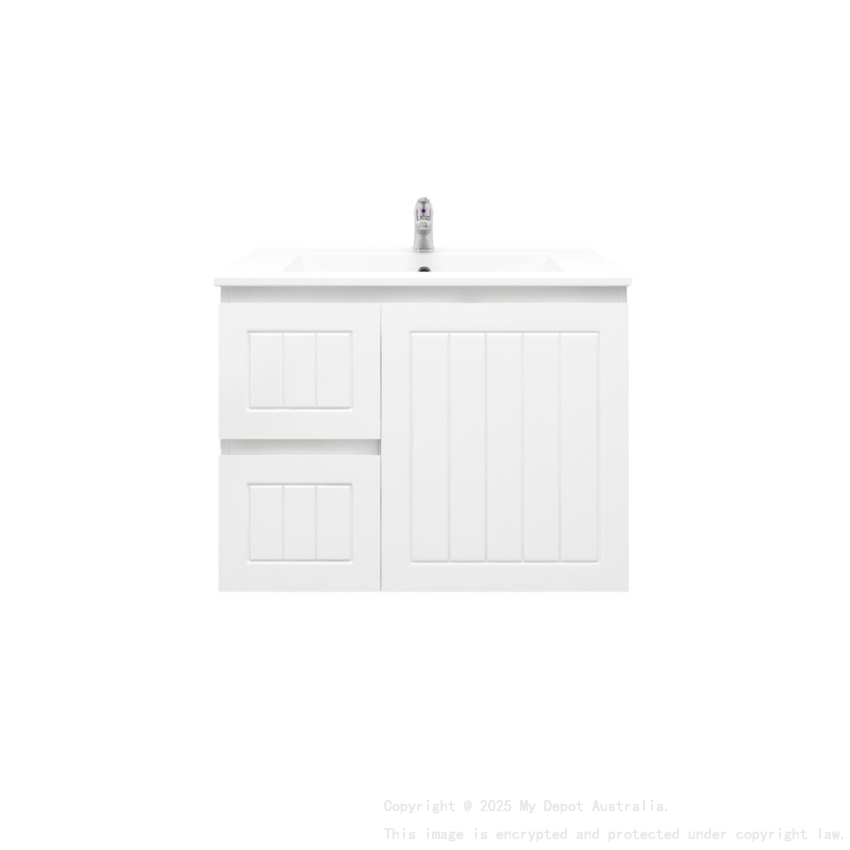 750MM Amber Matte White 2PAC MDF 2L/DW 1R/DR Wall Hung Cabinet Only