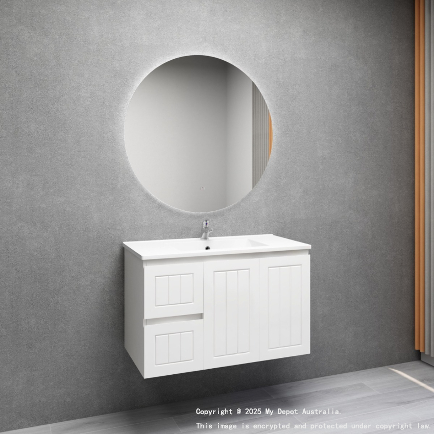 900MM Amber Matte White 2PAC MDF 2L/DW 2R/DR Wall Hung Cabinet Only