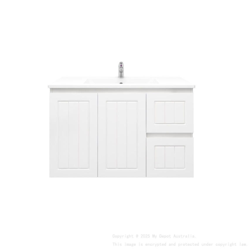 900MM Amber Matte White 2PAC MDF 2L/DW 2R/DR Wall Hung Cabinet Only