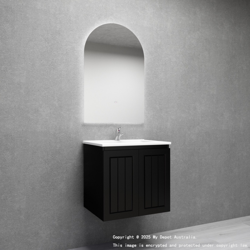 600MM Amber Matte Black 2PAC MDF 2/DR Wall Hung Cabinet Only