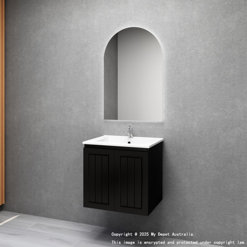 600MM Amber Matte Black 2PAC MDF 2/DR Wall Hung Cabinet Only