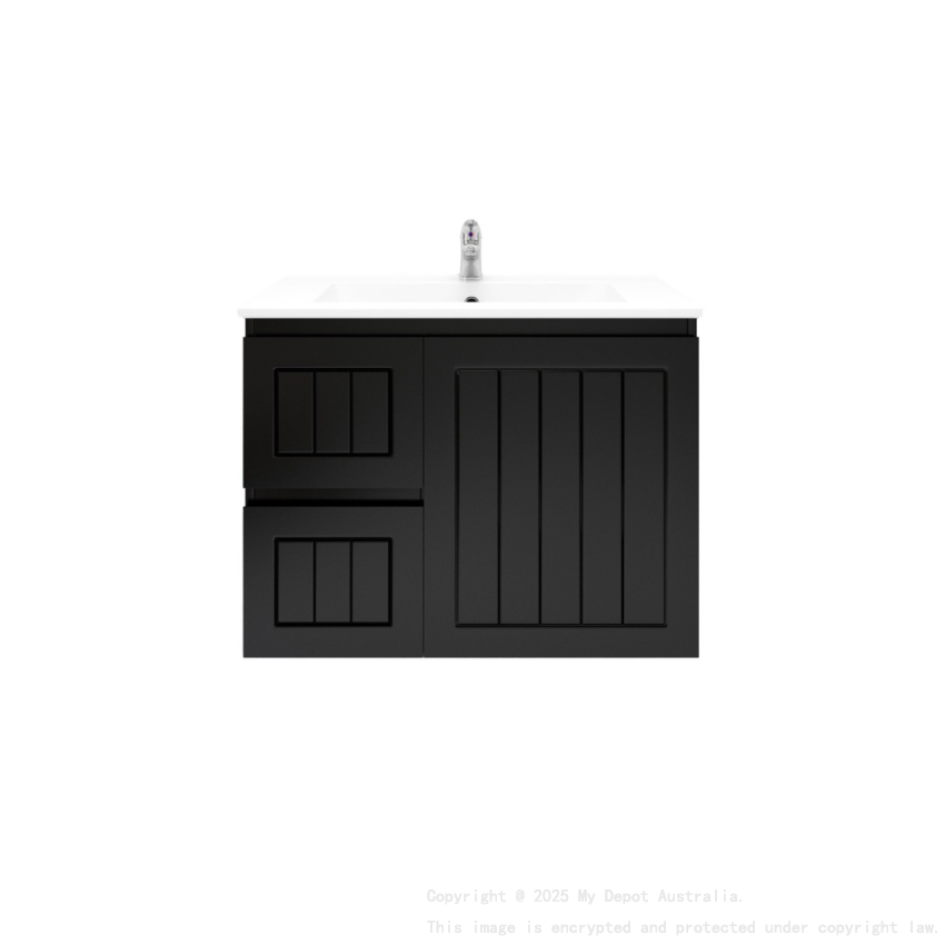 750MM Amber Matte Black 2PAC MDF 2L/DW 1R/DR Wall Hung Cabinet Only