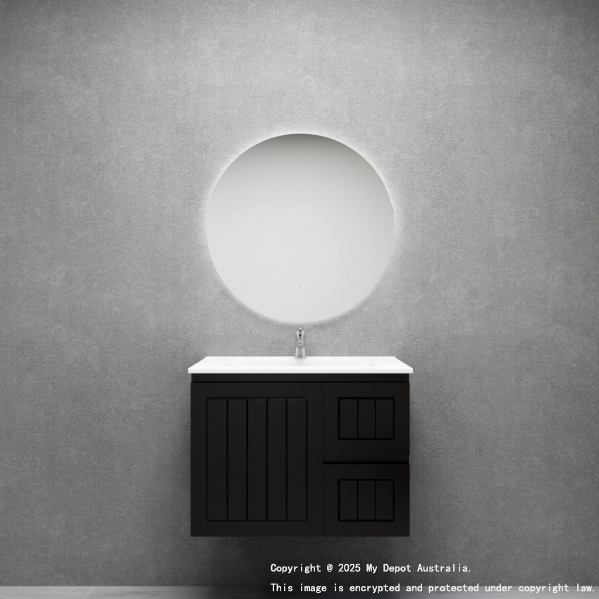 750MM Amber Matte Black 2PAC MDF 2L/DW 1R/DR Wall Hung Cabinet Only