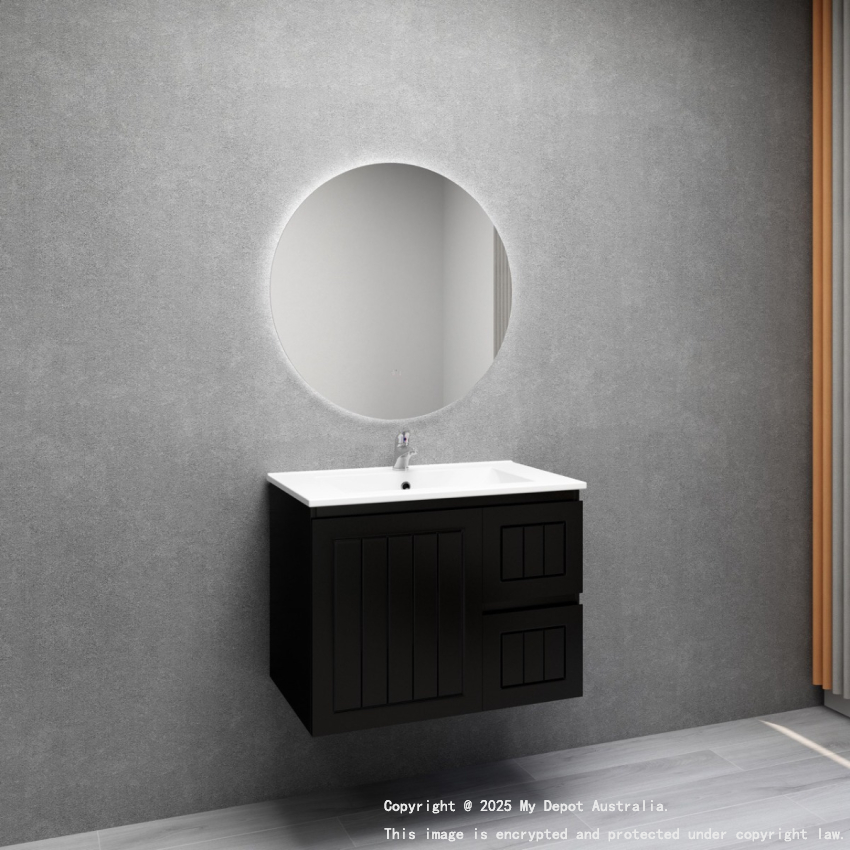 750MM Amber Matte Black 2PAC MDF 2L/DW 1R/DR Wall Hung Cabinet Only