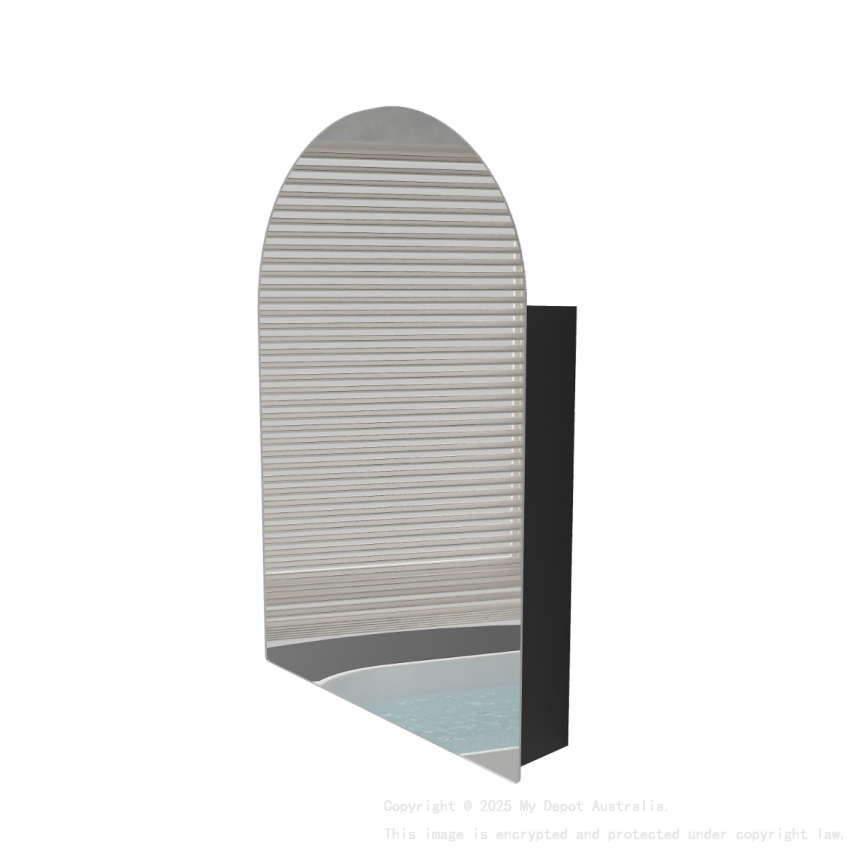 600x900mm Arched Matte Black MDF 1/DR Shaving Cabinet