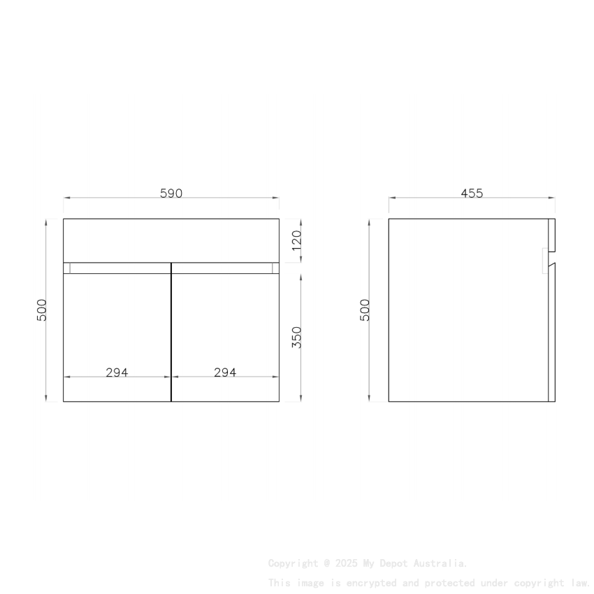 600MM Gloss White PVC Bathroom Vanity 2 Doors Wall Hung Cabinet Only 