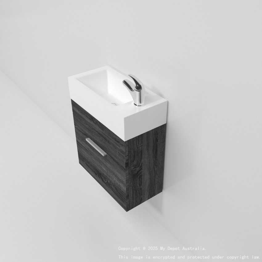 500mm Dark Grey MDF Bathroom Vanity Single Door Wall Hung Cabinet Only 