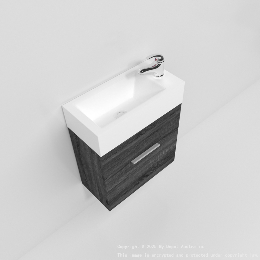 500mm Dark Grey MDF Bathroom Vanity Single Door Wall Hung Cabinet Only 