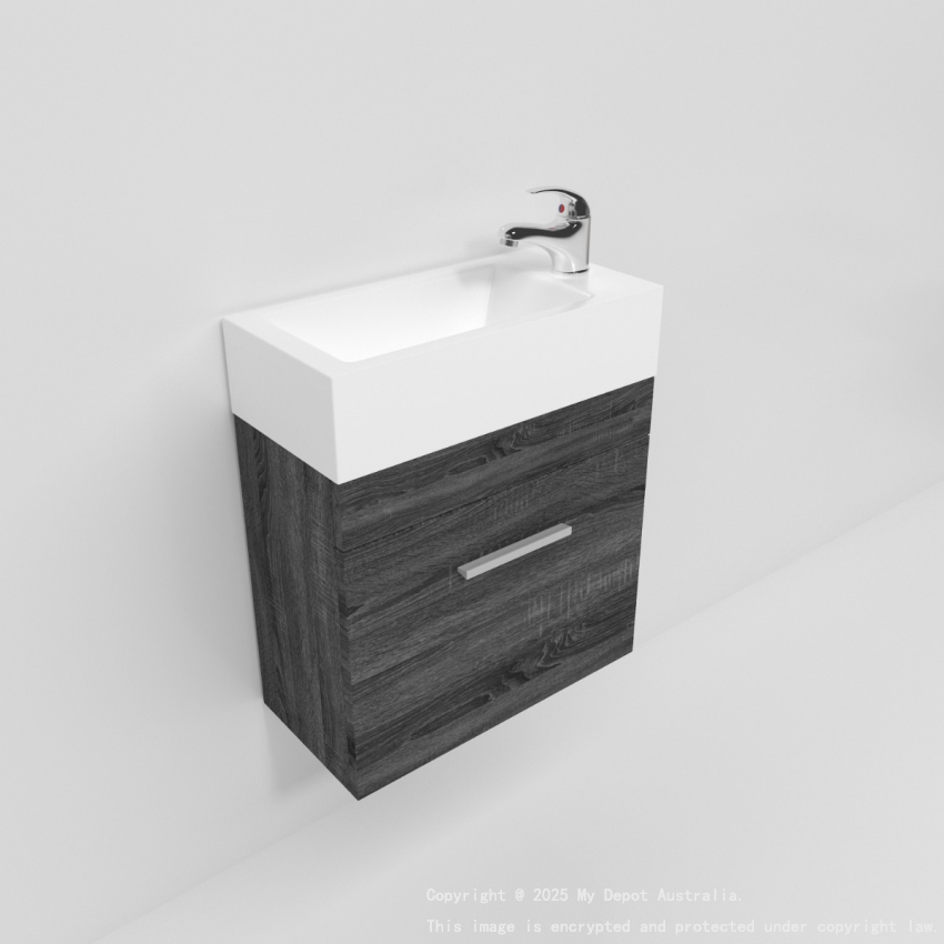 500mm Dark Grey MDF Bathroom Vanity Single Door Wall Hung Cabinet Only 