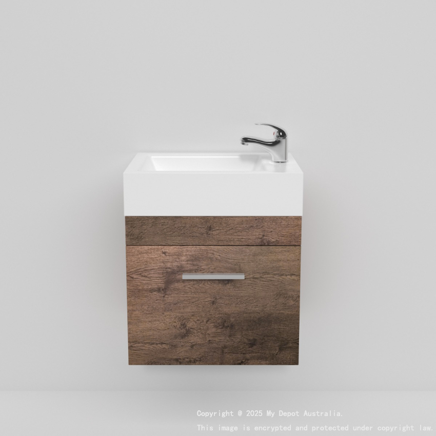 500mm Dark Oak MDF Bathroom Vanity Single Door Wall Hung Cabinet Only 