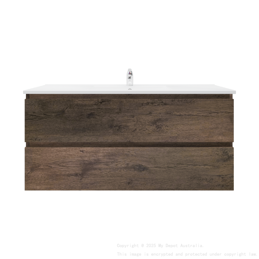 1200mm Dark Oak MDF Bathroom Vanity 2 Drawers Wall Hung Cabinet Only 