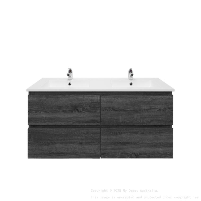 1200mm Dark Grey MDF Bathroom Vanity 4 Drawers Wall Hung Cabinet Only 