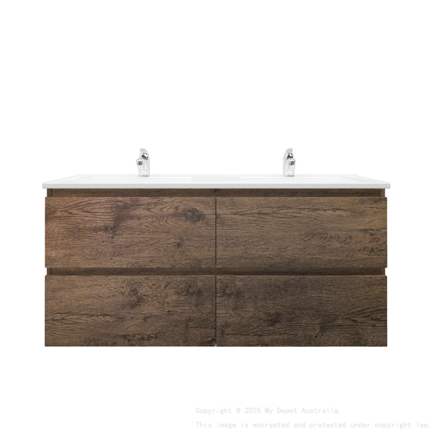 1200mm Dark Oak MDF Bathroom Vanity 4 Drawers Wall Hung Cabinet Only 