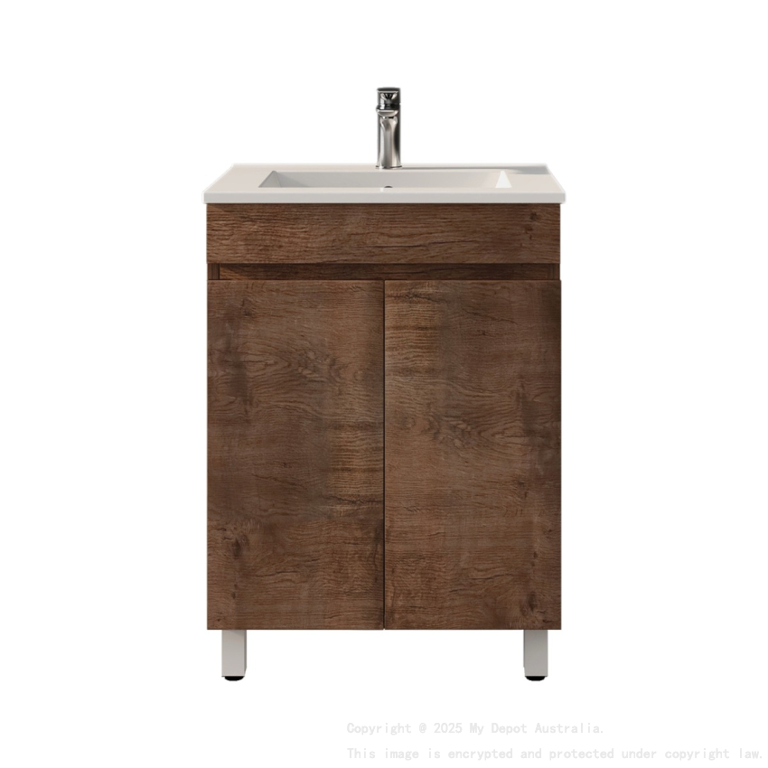 600mm Dark Oak MDF Bathroom Vanity 2 Doors Free Standing Cabinet Only