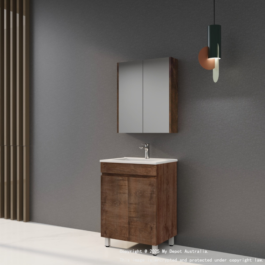 600mm Dark Oak MDF Bathroom Vanity 2 Doors Free Standing Cabinet Only