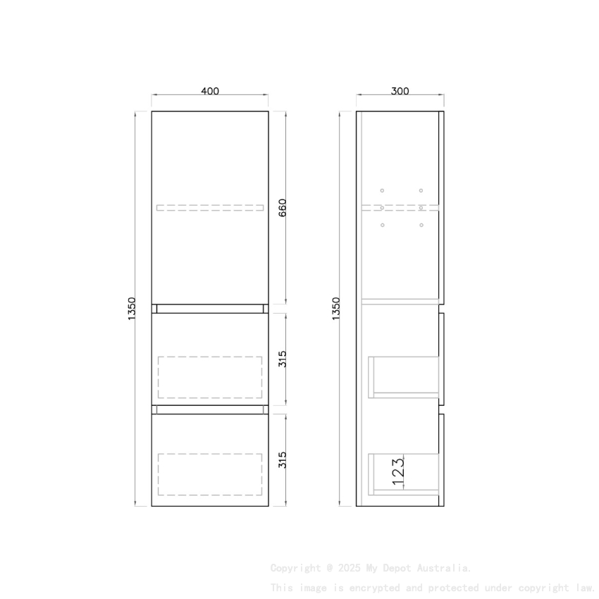 1350mm Dark Grey TT MDF 2 Drawers Single Door Tall Boy