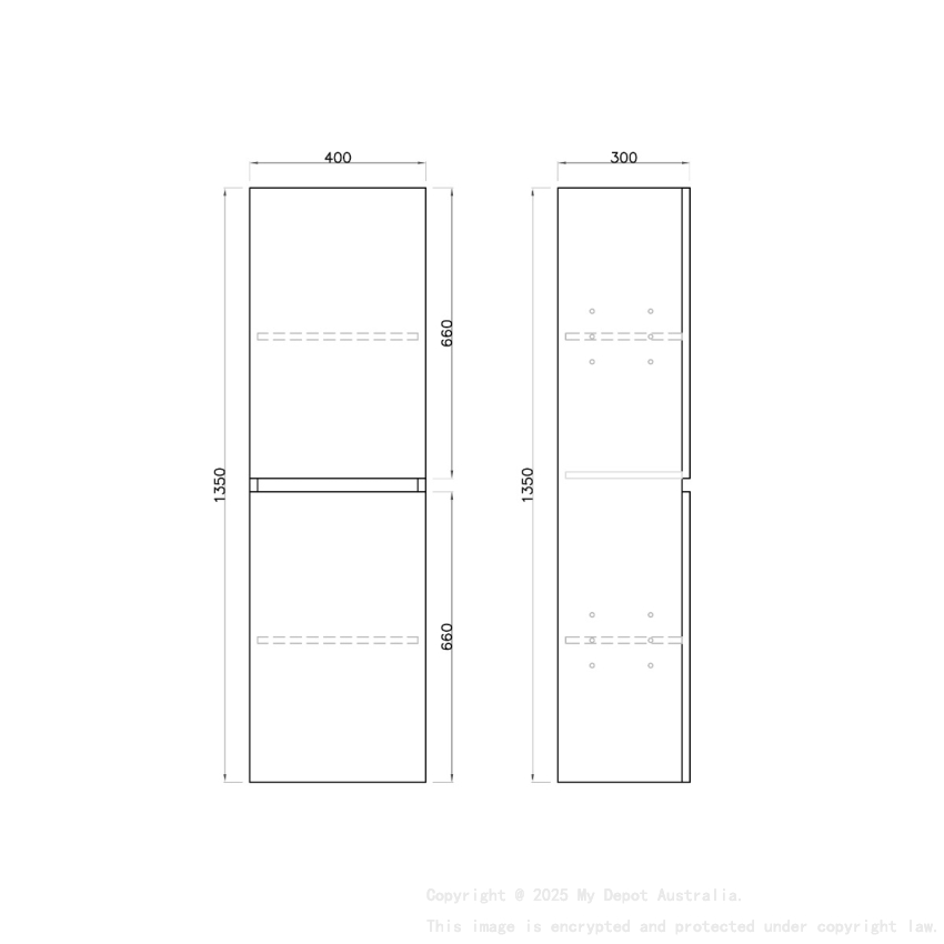1350mm Dark Grey MDF Cabinet Bathroom Vanity 2 Doors Tall Boy