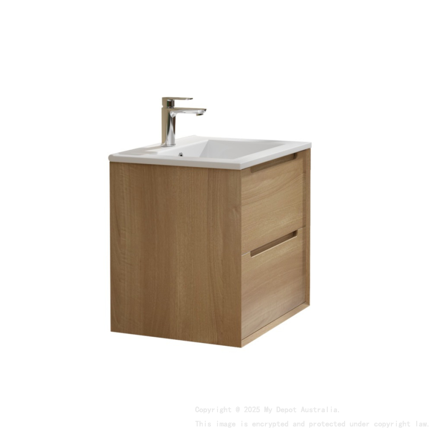 590x460x550mm Bell Collection Natural Oak 2/DW Wall Hung Vanity