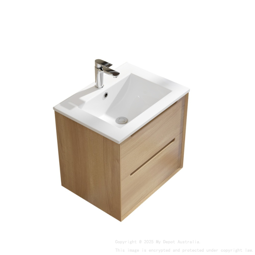 590x460x550mm Bell Collection Natural Oak 2/DW Wall Hung Vanity