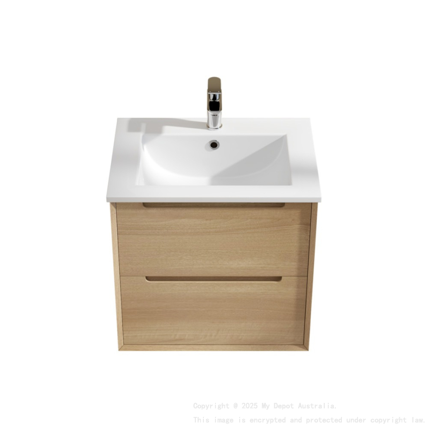 590x460x550mm Bell Collection Natural Oak 2/DW Wall Hung Vanity