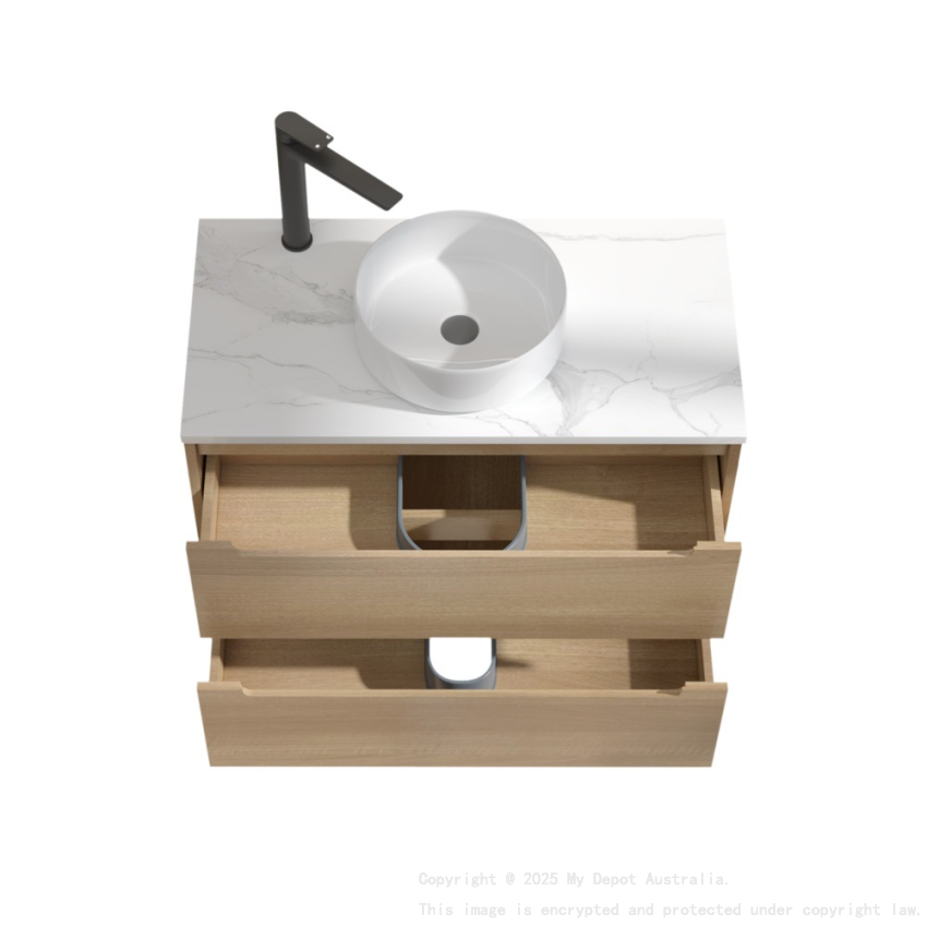 890x460x550mm Bell Collection Natural Oak 2/DW Wall Hung Vanity