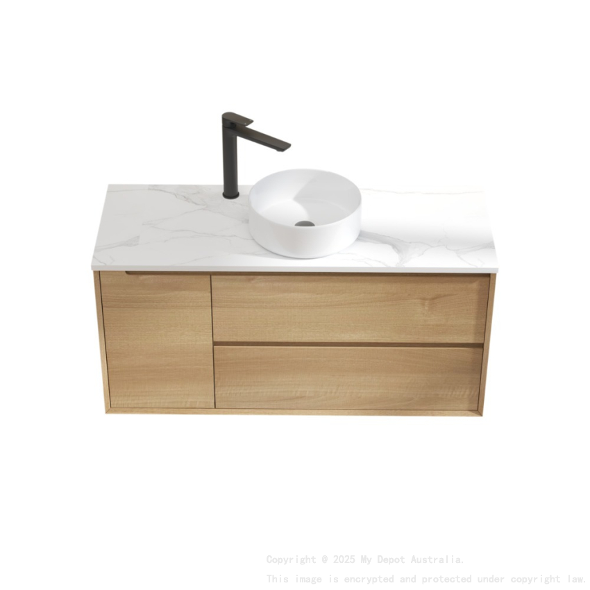 1190x460x550mm Bell Collection Natural Oak 2R/DW 1L/DR Wall Hung Vanity