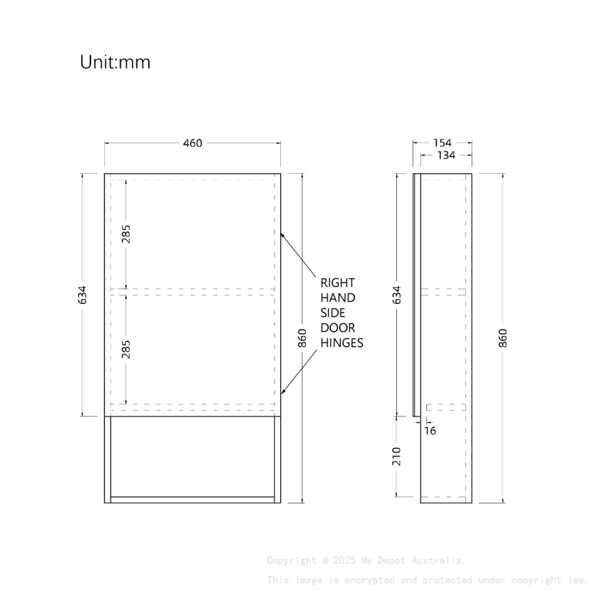 450mm Natural Oak Laminated Particle Board 1 Right Hinged Mirrored Door Mirror Cabinet