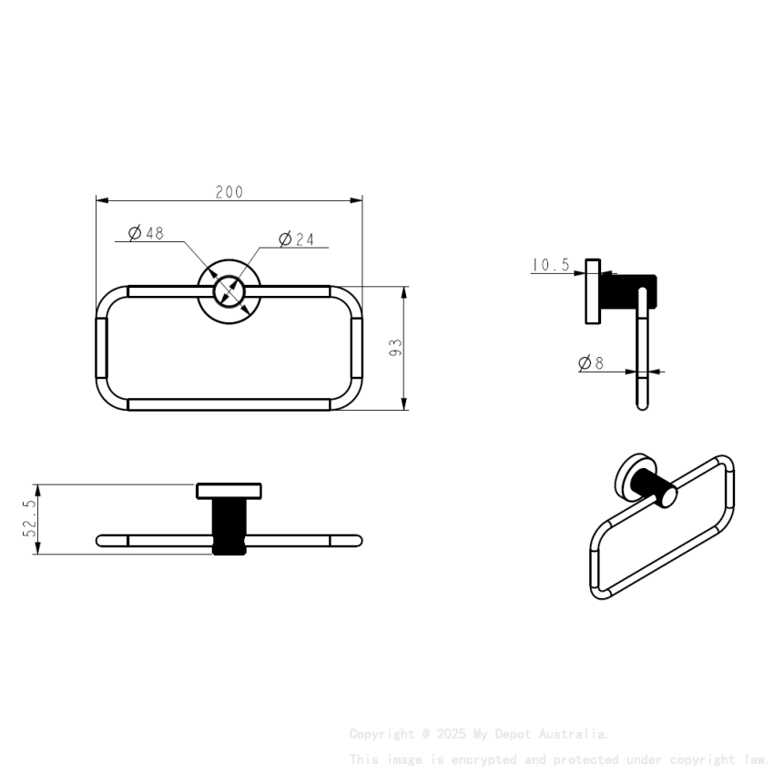 Linie Towel Ring Gun Metal