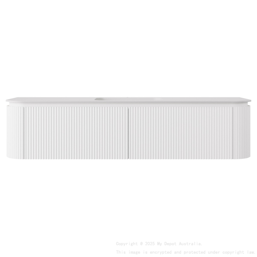 1790x495x400mm Matte White Estella Modern Wall Hung Vanity PVC Cabinet Two Middle Drawer Plus Two Side Drawers Soft Closing Door And Drawers