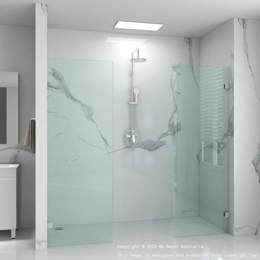 10mm Wall to Wall Frameless Shower Screens, Twin Panel, Fixed Panel