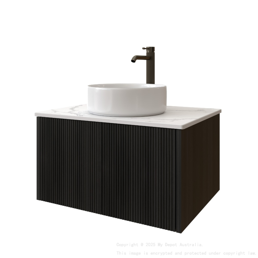 740mm Kiama Bottega Oak 1/DW Narrow Fluted Wall Hung Vanity Cabinet Only