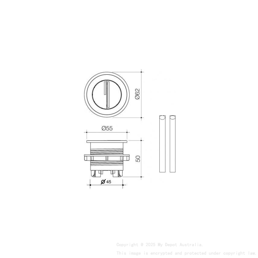 BTW Cistern Matt Black Round Button