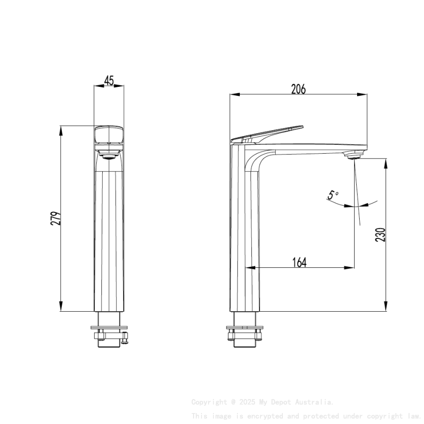 Sulu II High Rise Basin Mixer Gun Metal
