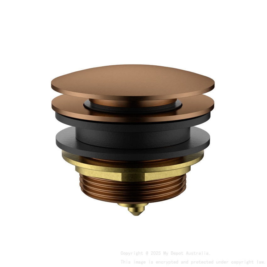 40mm Bath Pop-Up Plug With Removabel Waste No Overflow Brushed Copper
