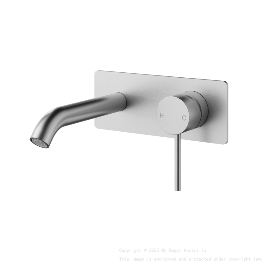 Otus Slimline Wall Basin Mixer Trim Kit 220mm Spout Brushed Stainless Steel