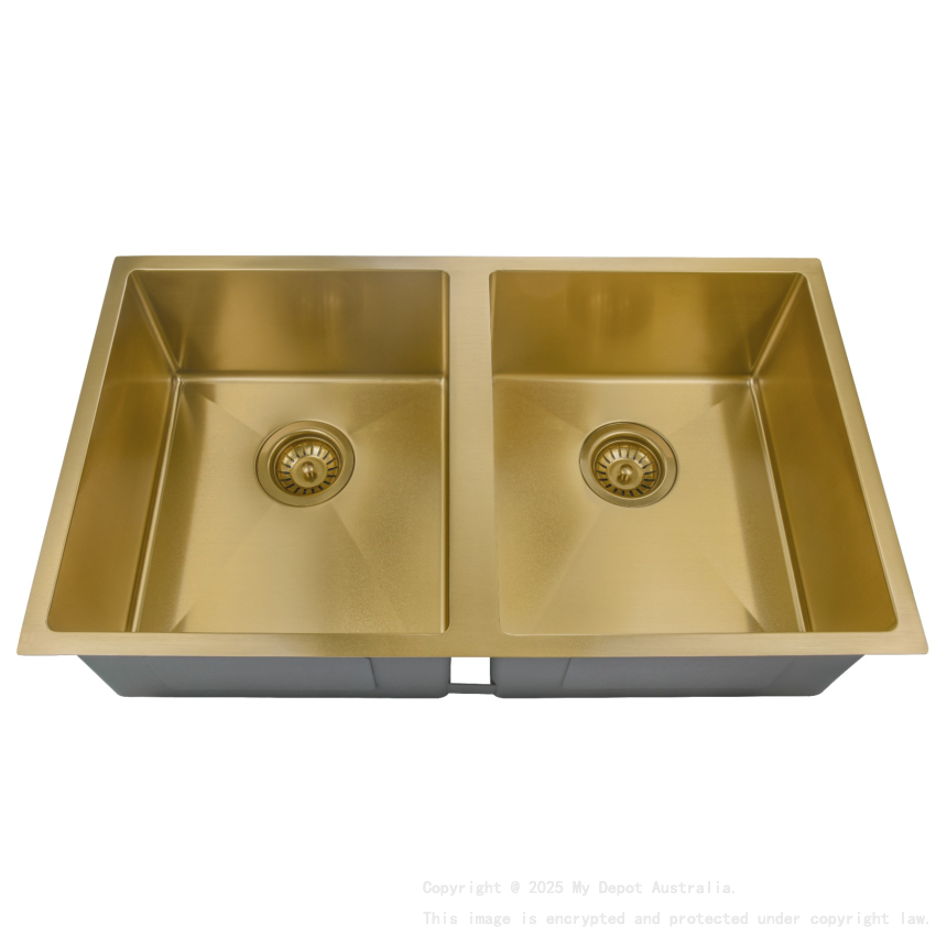 Stainless Steel Undermount Sink (R10 Corner) Brushed Gold