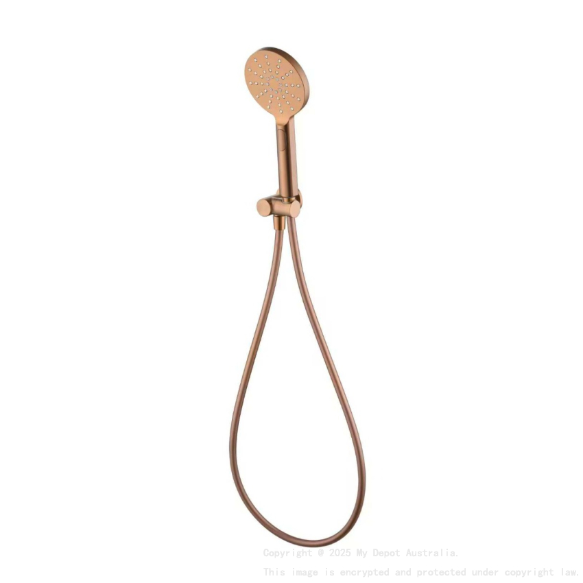 Cora Round Hand Shower On Wall Outlet Bracket Brushed Copper