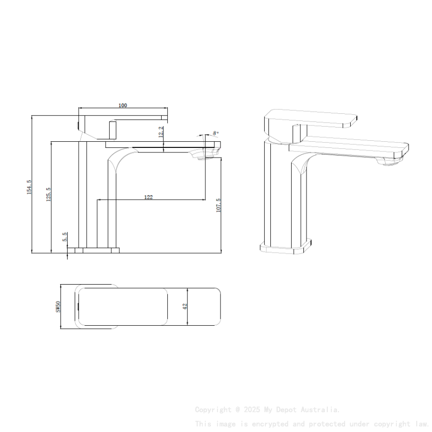 Nova II Basin Mixer Matt Black