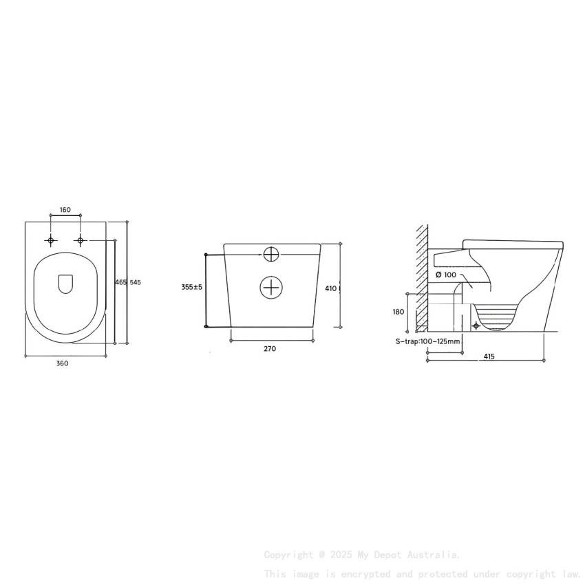 545*360*140mm Gloss White Acadia Tornado Rimless Wall Faced Floor Pan